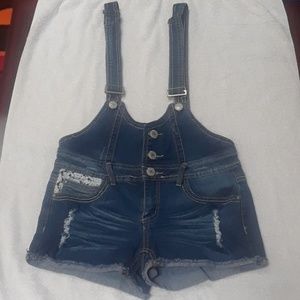 Almost Famous Denim Overall Women's Short Size 7